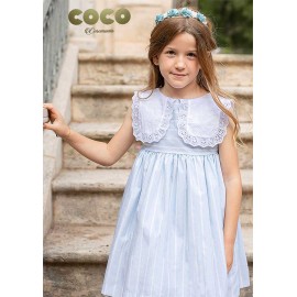 Coco Ceremony Summer Girl Dress Blue and White Stripes