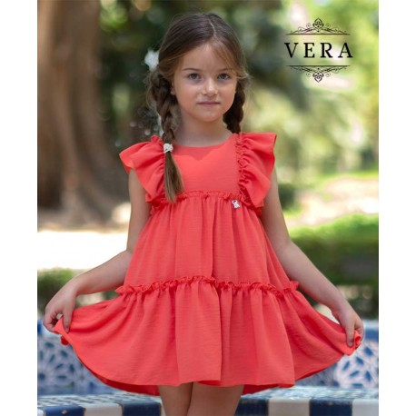 Vera Verano Vestido niña Coral Fluido