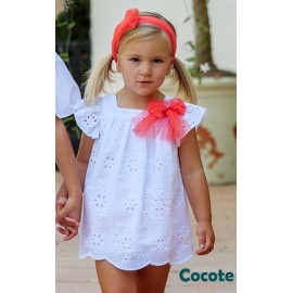 Cocote Verano Vestido bebé niña Blanco Bordado