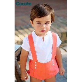 Cocote Summer Baby Boy White and Corale Set