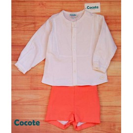 Cocote Summer Boy White and Corale Set