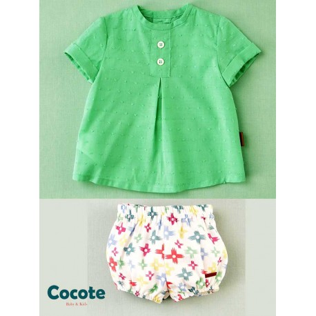 Cocote Summer Baby Boy Green Set Multicolor Crosses