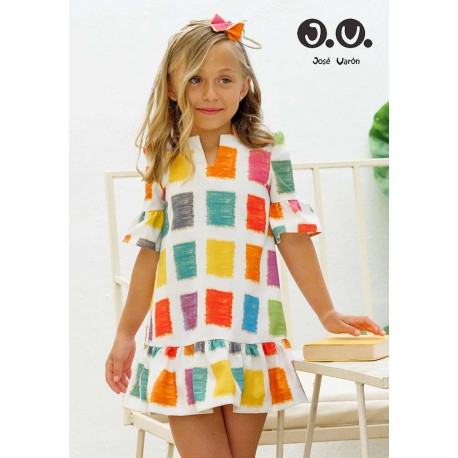 José Varón Verano Vestido niña Cuadrados Multicolor