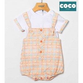 Coco Acqua Summer Baby Boy Set with Romper Orange Squares
