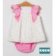 Coco Acqua Summer Baby Girl White Dress Fuchsia Squares