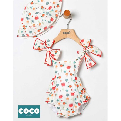 Coco Acqua Verano Ranita y Gorro bebé niña Cangrejos