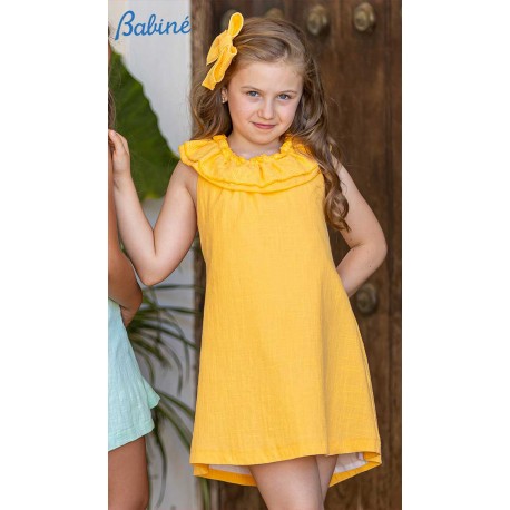 Babiné Verano Vestido niña Recto Amarillo