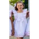 Babiné Summer Girl White Dress with Tie Pink