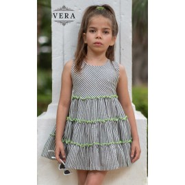 Vera Verano Vestido niña Rayas Negras