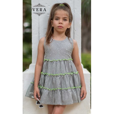 Vera Summer Girl Dress Black Stripes