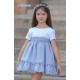 Nekenia Verano Vestido niña Ceremonia Lino Blanco y Azul
