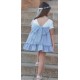Nekenia Verano Vestido niña Ceremonia Lino Blanco y Azul