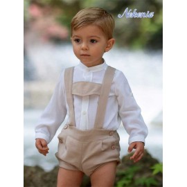 Nekenia Summer Baby Boy Cremony White and Brown Set