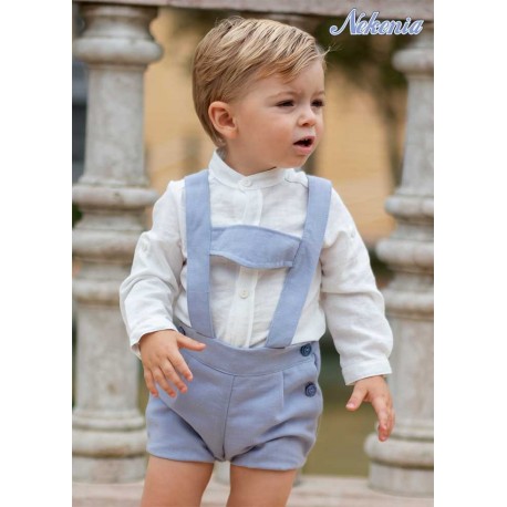Nekenia Verano Conjunto bebé niño Ceremonia Crudo y Azul