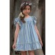 Vera Verano Vestido niña Rayas Denim y Amarillas