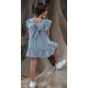 Vera Verano Vestido niña Rayas Denim y Amarillas