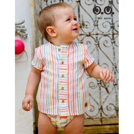 José Varón Verano Conjunto bebé Rayas y Perritos