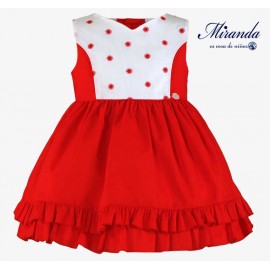 Miranda Verano Vestido niña Rojo y Blanco Topos