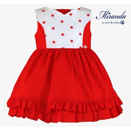 Miranda Verano Vestido niña Rojo y Blanco Topos