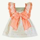 Miranda Verano Vestido niña Blanco Estrellitas Naranja Flúor