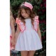 Miranda Verano Vestido niña Blanco Estrellitas Naranja Flúor