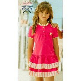 Nel Blu Verano Vestido niña Fucsia Volantes