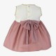 Miranda Summer Baby Girl Ceremony Beige and Dark Pink Dress