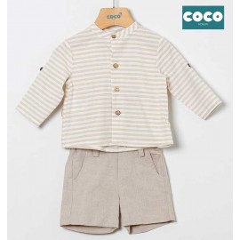 Coco Acqua Verano Conjunto bebé niño Rayas Tostado