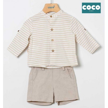 Coco Acqua Verano Conjunto bebé niño Rayas Tostado