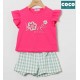 Coco Acqua Verano Conjunto niña Fucsia y Cuadros Verdes
