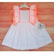 Miranda Verano Vestido niña Blanco Estrellitas Naranja Flúor