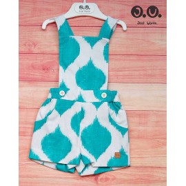 Jose Varon Summer Boy Overalls Turquoise Diamonds