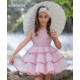 Nekenia Verano Vestido niña Volantes Capa Rosa Empolvado