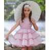 Nekenia Verano Vestido niña Volantes Capa Rosa Empolvado