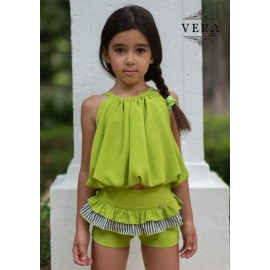 Vera Verano Conjunto niña Verde Pistacho