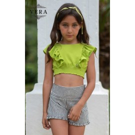 Vera Summer Girl Green Set Stripes