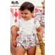 José Varón Verano Conjunto bebé niño Blanco y Peto Estampado