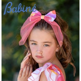 Babiné Verano Pinza niña Lazo Estampado con Tul