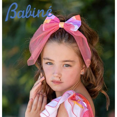 Babiné Verano Pinza niña Lazo Estampado con Tul