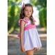 Babiné Verano Vestido niña Blanco Piqué Rosa Flúor