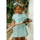 Jose Varon Summer Girl Dress Green Stripes