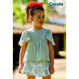 Cocote Verano Conjunto niña Boho Verde