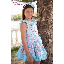 Debesos Summer Girl Light Blue Dress Flowers