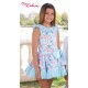 Debesos Verano Vestido niña Flores Azul Cyan