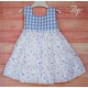 Blanca Valiente Verano Vestido niña Cuadro Azul y Flores