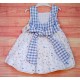 Blanca Valiente Verano Vestido niña Cuadro Azul y Flores