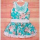 Debesos Summer Girl Turquoise Dress Roses