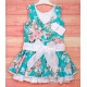 Debesos Verano Vestido niña Rosas Turquesa