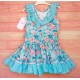 Debesos Verano Vestido niña Flores Azul Cyan