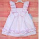 Babiné Verano Vestido niña Blanco con Lazo Rosa